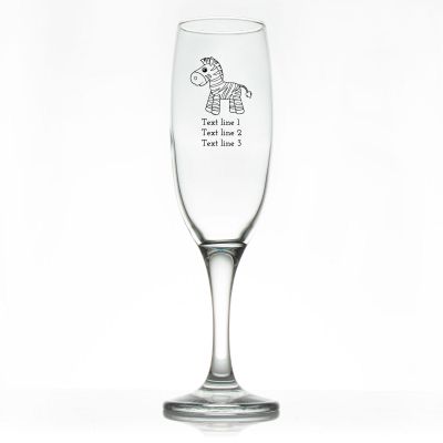 Custom Personalized Champagne Flutes - Baby Zebra - Promotional Champagne Flutes In Bulk