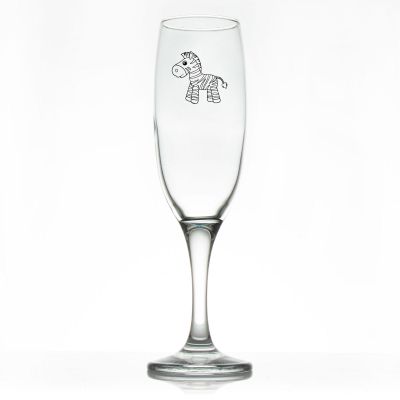 Custom Personalized Champagne Flutes - Baby Zebra - Promotional Champagne Flutes In Bulk