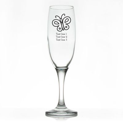 Custom Personalized Champagne Flutes - Cute Butterfly - Promotional Champagne Flutes In Bulk