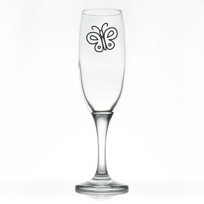Custom Personalized Champagne Flutes - Cute Butterfly - Promotional Champagne Flutes In Bulk