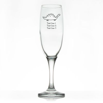 Custom Personalized Champagne Flutes - Cute Stegosaurus - Promotional Champagne Flutes In Bulk
