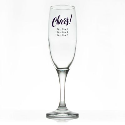 Custom Personalized Champagne Flutes - Cheers! - Promotional Champagne Flutes In Bulk