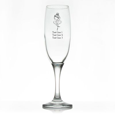 Custom Personalized Champagne Flutes - Ballerina - Promotional Champagne Flutes In Bulk