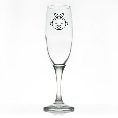 Custom Personalized Champagne Flutes - Baby Girl with Pacifier - Promotional Champagne Flutes In Bulk