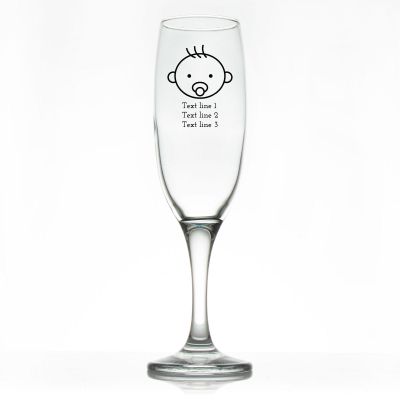 Custom Personalized Champagne Flutes - Baby Boy with Pacifier - Promotional Champagne Flutes In Bulk