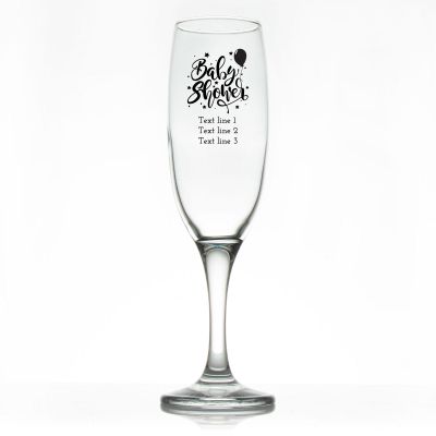 Custom Personalized Champagne Flutes - Baby Shower with Balloons and Stars - Promotional Champagne Flutes In Bulk