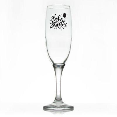 Custom Personalized Champagne Flutes - Baby Shower with Balloons and Stars - Promotional Champagne Flutes In Bulk