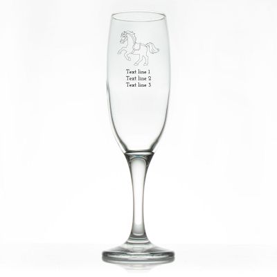 Custom Personalized Champagne Flutes - Carousel Horse - Promotional Champagne Flutes In Bulk