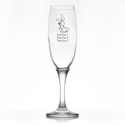 Custom Personalized Champagne Flutes - Rabbit - Promotional Champagne Flutes In Bulk