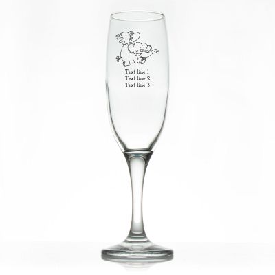 Custom Personalized Champagne Flutes - Flying Elephant - Promotional Champagne Flutes In Bulk