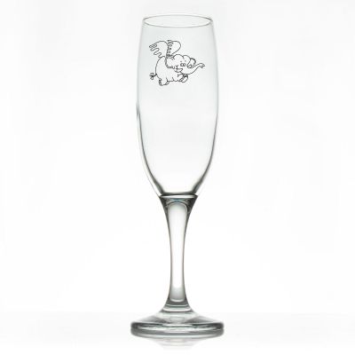 Custom Personalized Champagne Flutes - Flying Elephant - Promotional Champagne Flutes In Bulk