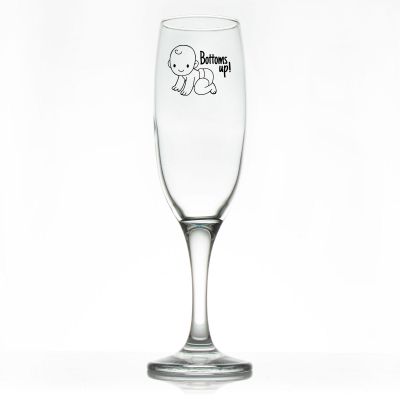 Custom Personalized Champagne Flutes - Baby Bottoms Up  - Promotional Champagne Flutes In Bulk