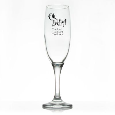Custom Personalized Champagne Flutes - Oh Baby! - Promotional Champagne Flutes In Bulk
