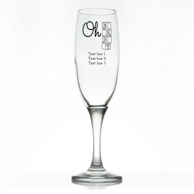 Custom Personalized Champagne Flutes - Oh Baby Blocks - Promotional Champagne Flutes In Bulk