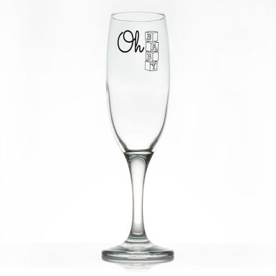 Custom Personalized Champagne Flutes - Oh Baby Blocks - Promotional Champagne Flutes In Bulk