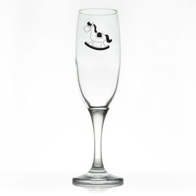Custom Personalized Champagne Flutes - Rocking Horse - Promotional Champagne Flutes In Bulk