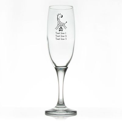 Custom Personalized Champagne Flutes - Oh Happy Day Giraffe - Promotional Champagne Flutes In Bulk