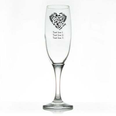 Custom Personalized Champagne Flutes - Hello Baby Heart - Promotional Champagne Flutes In Bulk