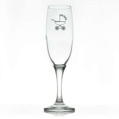 Custom Personalized Champagne Flutes - Hello Baby Carriage - Promotional Champagne Flutes In Bulk