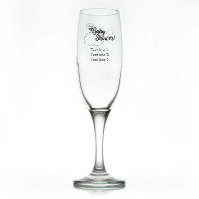 Custom Personalized Champagne Flutes - It's a Baby Shower with Clouds - Promotional Champagne Flutes In Bulk