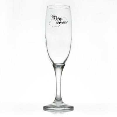 Custom Personalized Champagne Flutes - It's a Baby Shower with Clouds - Promotional Champagne Flutes In Bulk