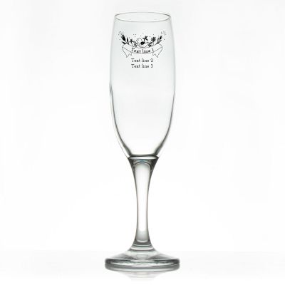 Custom Personalized Champagne Flutes - Bird with Banner - Promotional Champagne Flutes In Bulk