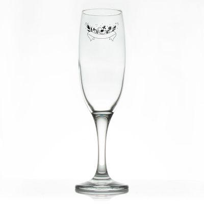 Custom Personalized Champagne Flutes - Bird with Banner - Promotional Champagne Flutes In Bulk