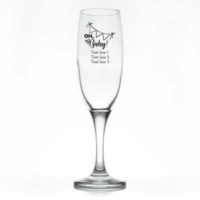 Custom Personalized Champagne Flutes - Oh Baby Hanging Banner - Promotional Champagne Flutes In Bulk