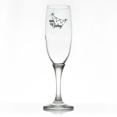 Custom Personalized Champagne Flutes - Oh Baby Hanging Banner - Promotional Champagne Flutes In Bulk