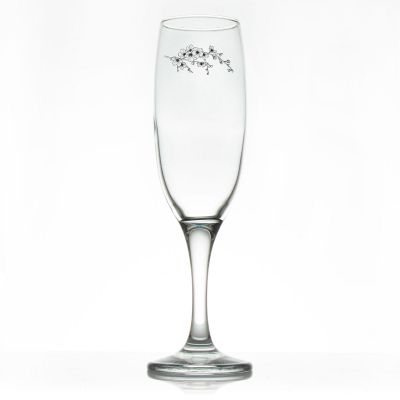 Custom Personalized Champagne Flutes - Flowers - Promotional Champagne Flutes In Bulk