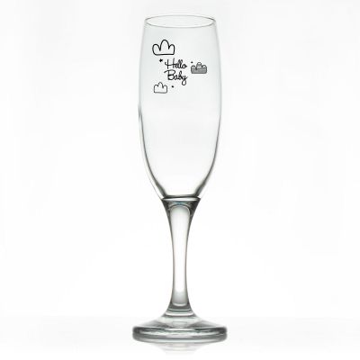 Custom Personalized Champagne Flutes - Hello Baby Clouds - Promotional Champagne Flutes In Bulk