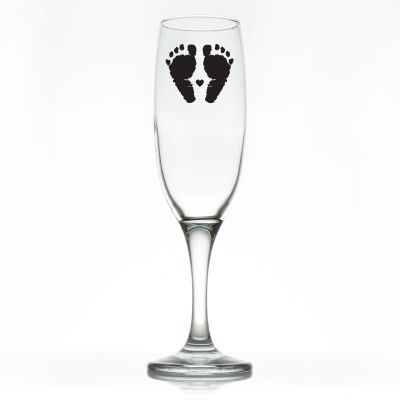 Custom Personalized Champagne Flutes - Baby Footprints Silhouette - Promotional Champagne Flutes In Bulk