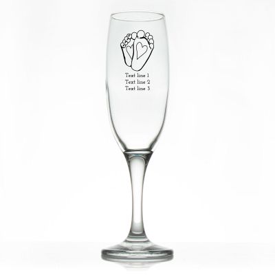 Custom Personalized Champagne Flutes - Baby Feet with Heart - Promotional Champagne Flutes In Bulk