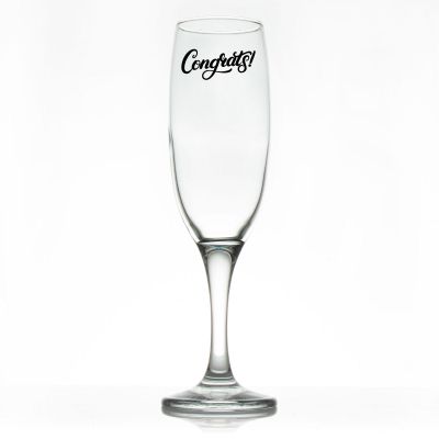 Custom Personalized Champagne Flutes - Congrats!- Promotional Champagne Flutes In Bulk