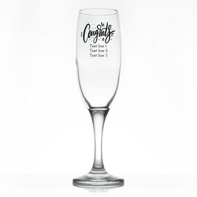Custom Personalized Champagne Flutes - Congrats Script- Promotional Champagne Flutes In Bulk