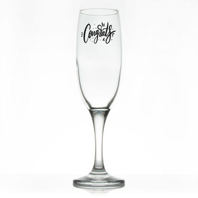 Custom Personalized Champagne Flutes - Congrats Script- Promotional Champagne Flutes In Bulk