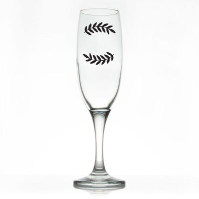 Custom Personalized Champagne Flutes - Laurel Leaf Large Type Initials - Promotional Champagne Flutes In Bulk