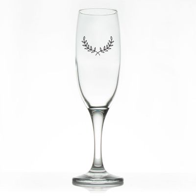 Custom Personalized Champagne Flutes - Laurel Monogram - Promotional Champagne Flutes In Bulk