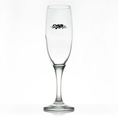 Custom Personalized Champagne Flutes - Three Letter Monogram with Rose - Promotional Champagne Flutes In Bulk
