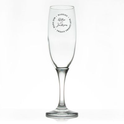 Custom Personalized Champagne Flutes - Long Form Date and Signature - Promotional Champagne Flutes In Bulk