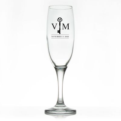 Custom Personalized Champagne Flutes - Key Initials - Promotional Champagne Flutes In Bulk