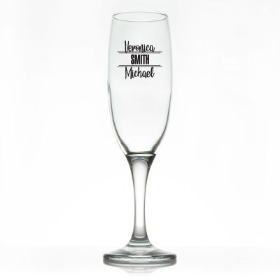Custom Personalized Champagne Flutes - Contemporary Handwritten Names - Promotional Champagne Flutes In Bulk