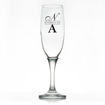 Custom Personalized Champagne Flutes - Script & Print Initials - Promotional Champagne Flutes In Bulk