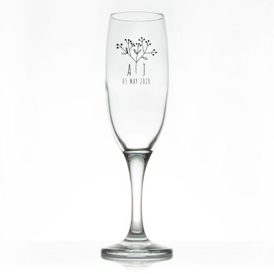 Custom Personalized Champagne Flutes - Flower Branch Name - Promotional Champagne Flutes In Bulk