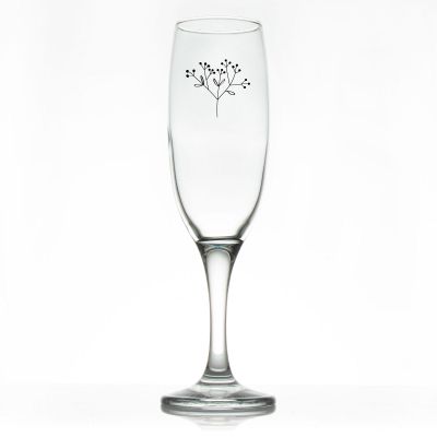 Custom Personalized Champagne Flutes - Flower Branch Name - Promotional Champagne Flutes In Bulk