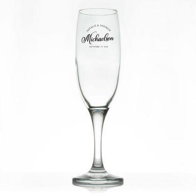 Custom Personalized Champagne Flutes - Signature Name - Promotional Champagne Flutes In Bulk
