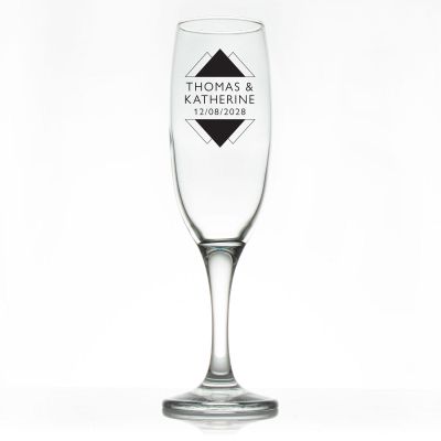 Custom Personalized Champagne Flutes - Triangle Peaks - Promotional Champagne Flutes In Bulk