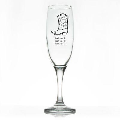 Custom Personalized Champagne Flutes - Cowboy Boot - Promotional Champagne Flutes In Bulk