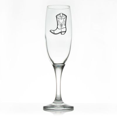 Custom Personalized Champagne Flutes - Cowboy Boot - Promotional Champagne Flutes In Bulk