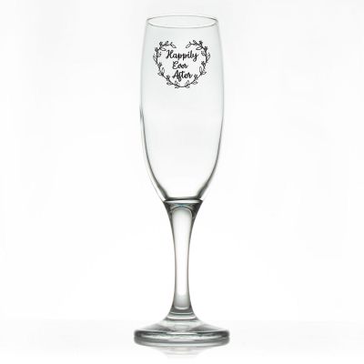 Custom Personalized Champagne Flutes - And They Lived Happily Ever After - Promotional Champagne Flutes In Bulk
